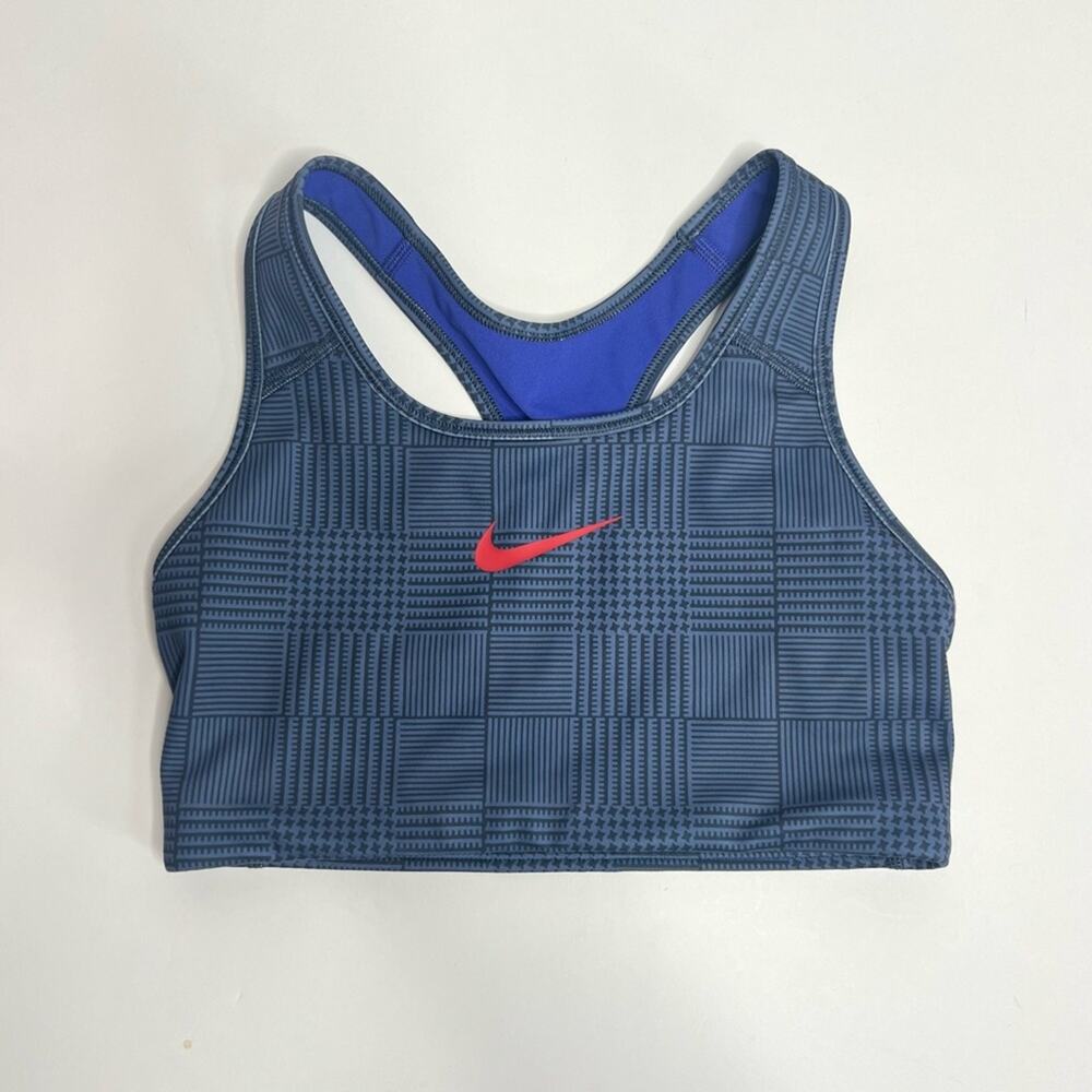 NIKE Plaid Pattern Sports Bra Blue Purple
